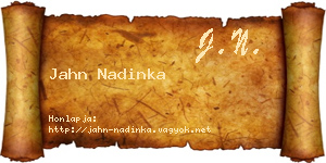 Jahn Nadinka névjegykártya